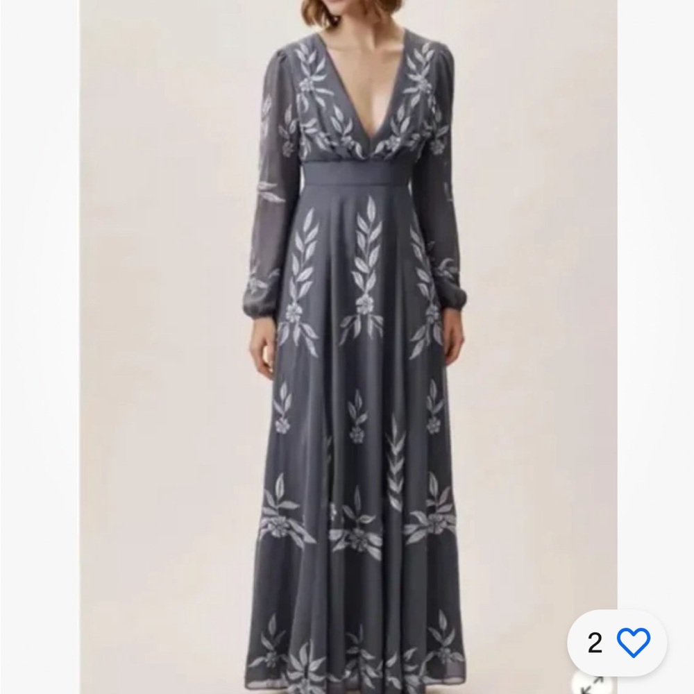 New Anthropologie BHLDN Formal Embroidered Dress in Periwinkle